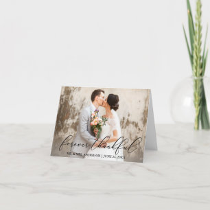 Carte De Remerciements Forever Thankful Elegant Calligraphie Mariage Note
