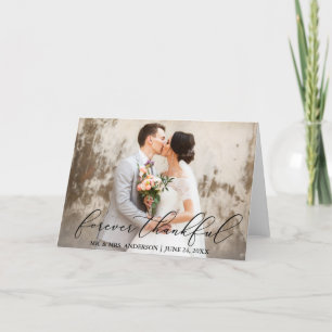 Carte De Remerciements Forever Thankful Élégant Mariage de calligraphie P