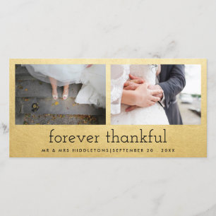 Carte De Remerciements Forever Thankful Faux Gold Foil Deux Photos Mariag