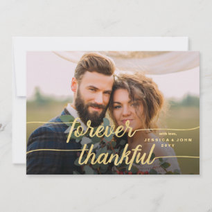 Carte De Remerciements Forever Thankful Gold Calligraphy 2 Mariage photo