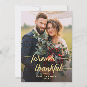 Carte De Remerciements Forever Thankful Gold Calligraphy 2 Mariage photo