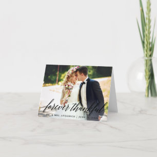 Carte De Remerciements Forever Thankful Moderne Calligraphie Mariage Note