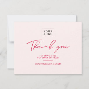 Carte De Remerciements Forfait d'entreprise avec lettrage rouge et rose M