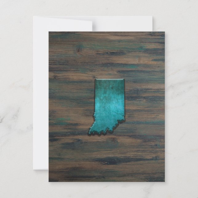 Carte De Remerciements Forme d'état Indiana Turquoise (Devant)