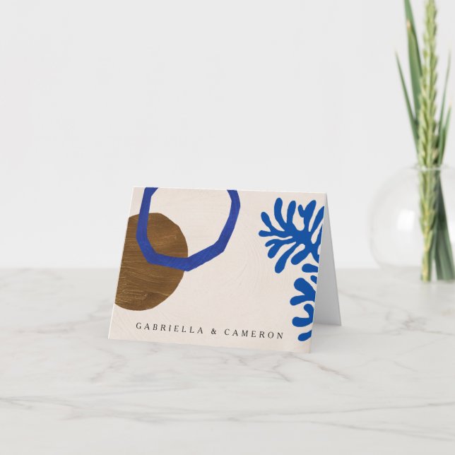 Carte De Remerciements Formes Abstraites contemporaines Art Blue Tan Mari (Devant)
