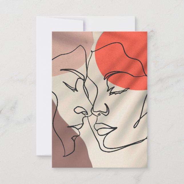 Carte De Remerciements Formes Abstraites Dessin d'une ligne Couple minima (Devant)