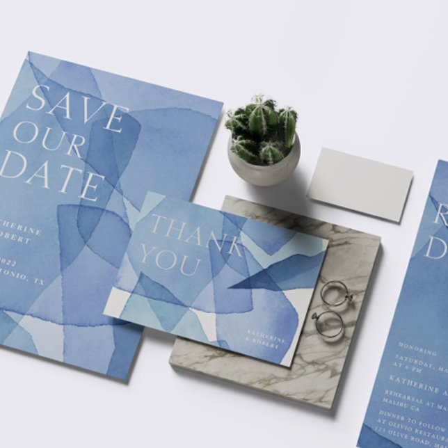 Carte De Remerciements Formes d'aquarelle modernes (Créateur téléchargé)