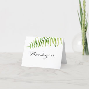 Carte De Remerciements fougère aquarelle. Fête feuille de la verdure des 