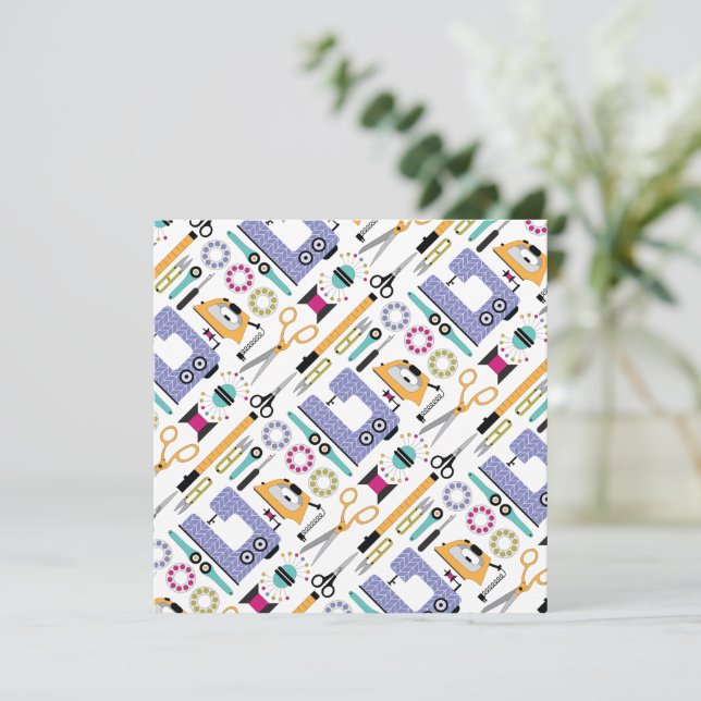 Carte De Remerciements Fournitures et outils de couture modernes Motif (Debout devant)