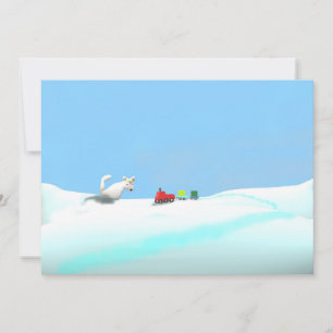 Carte De Remerciements Fox de neige et train de jouet