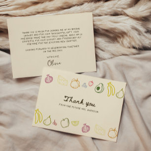 Carte De Remerciements Fraîchement Sorti du Marché Mariage Doux Dessiné à