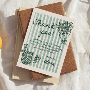Carte De Remerciements Fraîchement sortie du marché Mariage dessinée à la