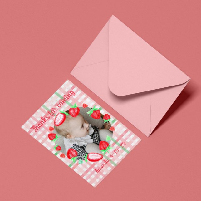 Carte De Remerciements Fraise 1er anniversaire baie de fête première (Créateur téléchargé)