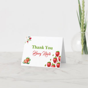 Carte De Remerciements Fraise 1er anniversaire   Berry First