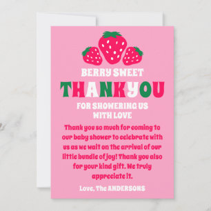 Carte De Remerciements Fraise Bébé Fille Douche Berry Sweet