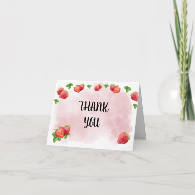 Carte De Remerciements Fraise Berry Sweet 1er Anniversaire (Devant)
