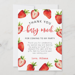 Carte De Remerciements Fraise Fille Anniversaire Berry beaucoup