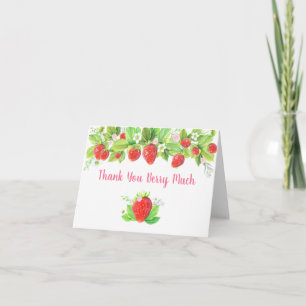Carte De Remerciements Fraise rose Floral Anniversaire