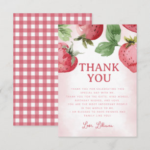 Carte De Remerciements Fraise rose mignonne