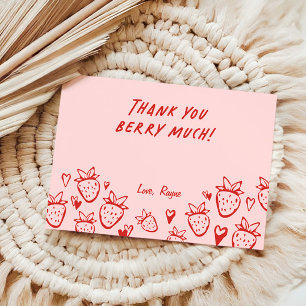 Carte De Remerciements Fraise Whimsical Coquette Bow Girls Anniversaire