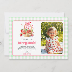 Carte De Remerciements Fraises et noeud papillon Premier anniversaire de