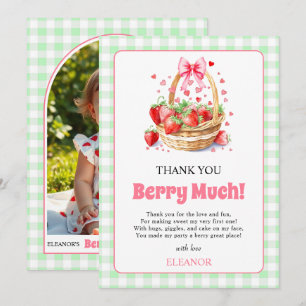 Carte De Remerciements Fraises et vichy Premier anniversaire de Berry pho