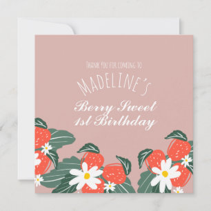 Carte De Remerciements Fraises Jour d'anniversaire botanique tiré à la ma