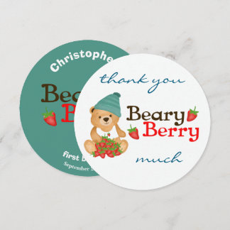 Carte De Remerciements Fraises Ourson Mignon Ourson Berry Première Annive