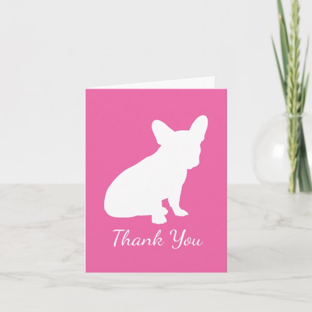 Carte De Remerciements Français Baby shower Buldog Français Rose (Devant)