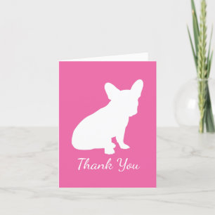 Carte De Remerciements Français Baby shower Buldog Français Rose