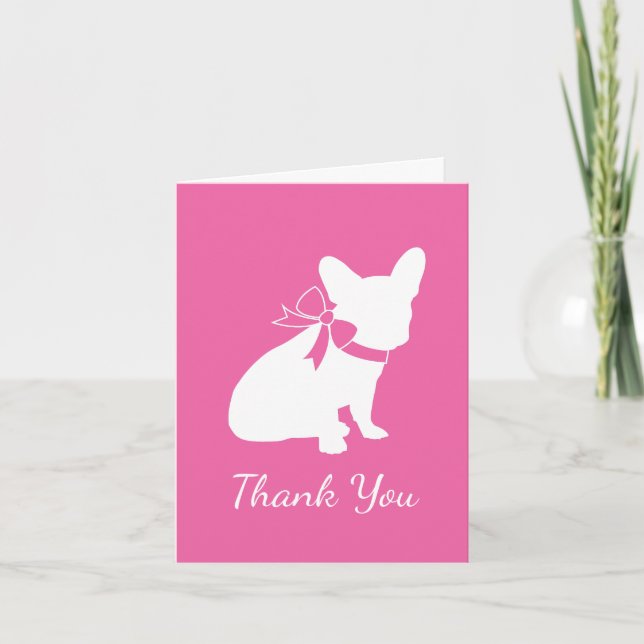 Carte De Remerciements Français Baby shower Bulldog Français Français ros (Devant)