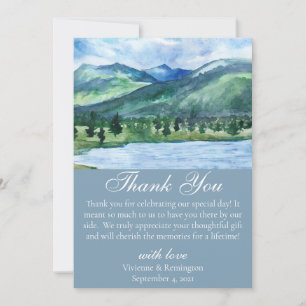 Carte De Remerciements Français Blue Serene Watercolor Lake 2