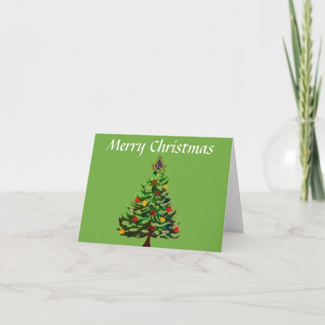 Carte De Remerciements Freemason Masonic Carré et Compass Noël (Devant)