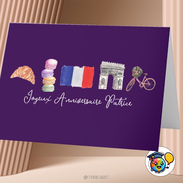 Carte De Remerciements French Joyeux Anniversaire Paris, Joyeux (Créateur téléchargé)