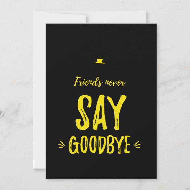 Carte De Remerciements Friends never say goodbye yellow (Devant)
