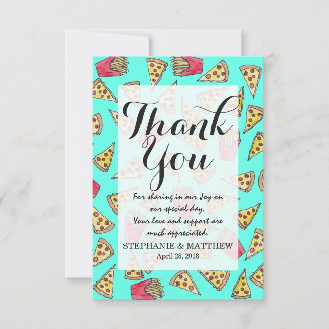 Carte De Remerciements Frites de pizza pepperoni aquarelle pour foodie (Devant)