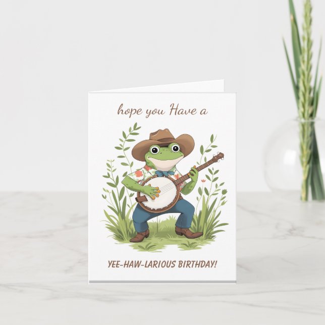 Carte De Remerciements Frog Cowboy Banjo Funny Aquarelle Animal (Devant)