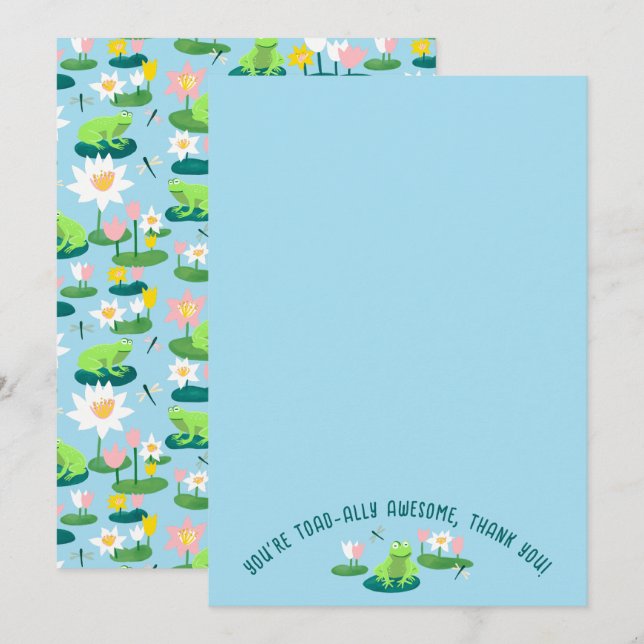 Carte De Remerciements Frogs and Lily Pads Cute CUSTOM  (Devant / Derrière)