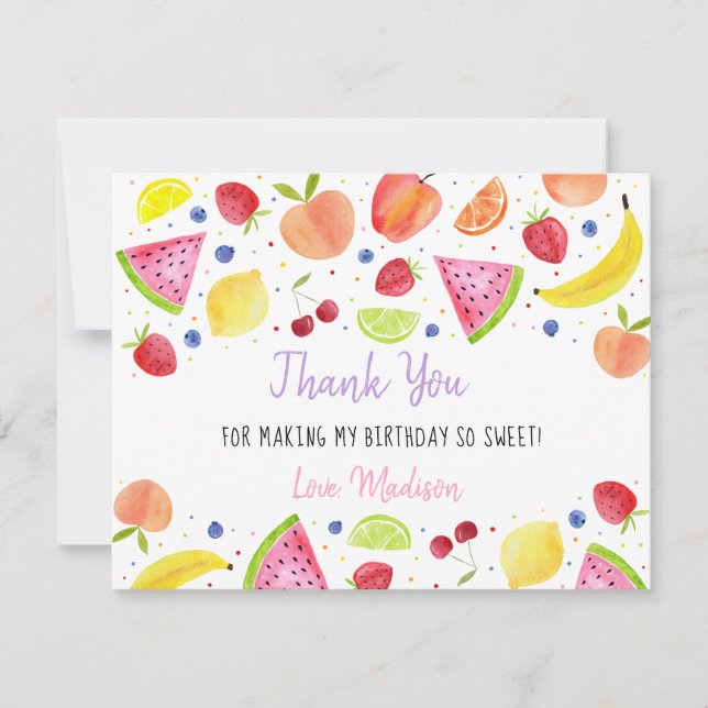 Carte De Remerciements Fruits à deux tti Deuxième anniversaire (Devant)