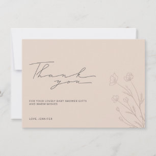 Carte De Remerciements Fuchsia pastel rose Baby Shower Fleurs miniatures