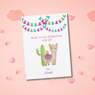 Carte De Remerciements Fun Llama entier rose violet Cactus enfant anniver