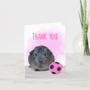 Carte De Remerciements Fun rose noir soccer boule guinéen Pig personnalis