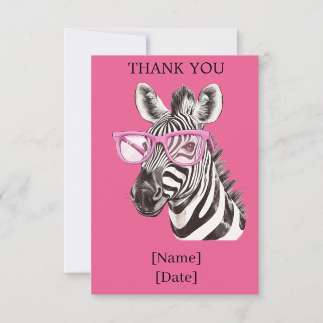 Carte De Remerciements Fun Safari Animal Design - Zebra (Devant)