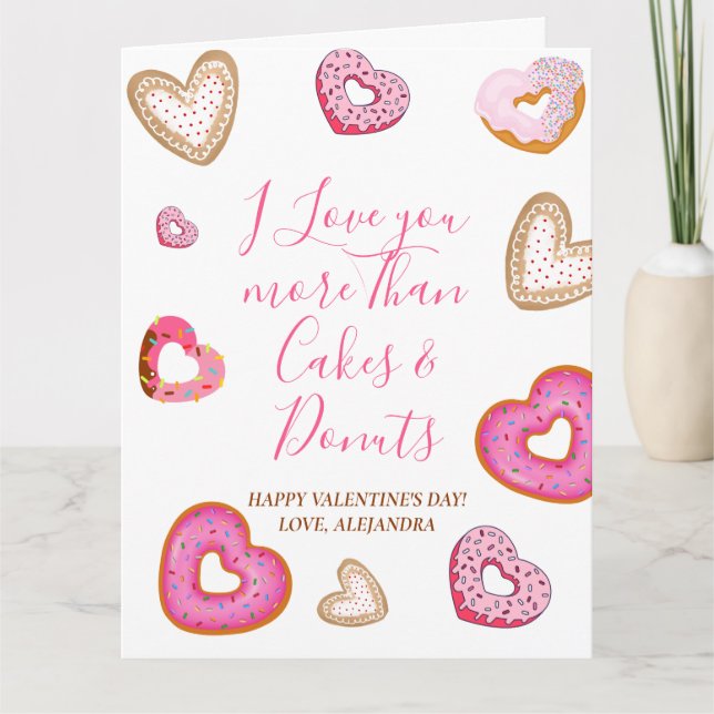 Carte De Remerciements Fun Valentine amour plus que beignets illustration (Devant)