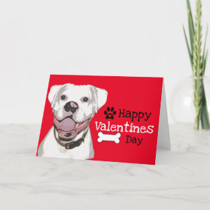 Carte De Remerciements Fun White Boxer Chien Valentine