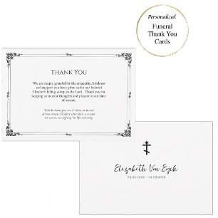 Carte De Remerciements Funérailles chrétiennes orthodoxes en noir et blan