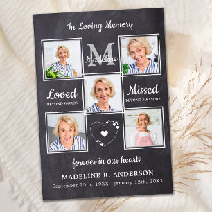 Carte De Remerciements Funérailles commémoratives 5 photo Collage Sympath