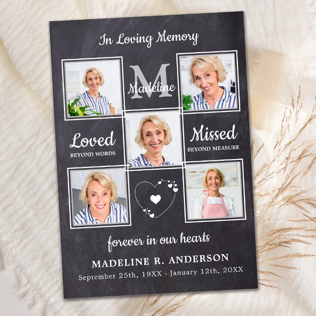 Carte De Remerciements Funérailles commémoratives 5 photo Collage Sympath (Créateur téléchargé)