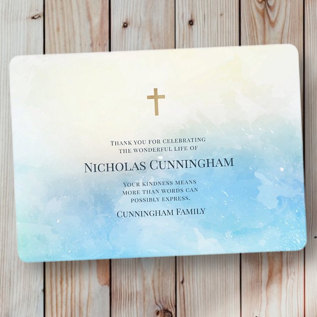 Carte De Remerciements Funérailles commémoratives Aquarelle simple modern (Créateur téléchargé)