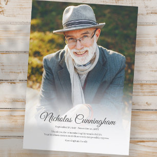 Carte De Remerciements Funérailles commémoratives Classique moderne Photo